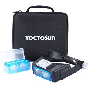 YOCTOSUN Magnifying Glasses with Light for Close Work, Rechargeable Headband Magnifier with 4 Lenses 1.5X-3.5X, Hands Free Head Magnifying Visor for Hobby, Jewelers, Reading, Crafts