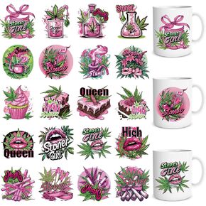 Shejdgart Funny UVDTF Cup Wrap - 20 Sheets Sarcastic UV DTF Cup Wraps for 16 OZ Glass, Humorous UV DTF Decals, Waterproof Rub on Transfer Stickers for Water Bottle Mug Tumbler, DIY Crafts