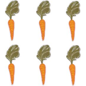 6Pcs Carrot Farm Patch, Cute Carrot Embroidered Sewing Patches DIY Embroidered Applique Iron On Patch Small Cute Sew On Patch Sew or Iron on Patches Cute Vegetable Patches