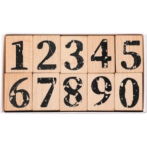 Number Stamps 0-9, 10 Pieces Number Rubber Stamp Set, 1 Inch Wooden Rubber Stamps, Multipurpose Number Stamps for Craft Scrapbooking, Letters Diary and DIY Craft