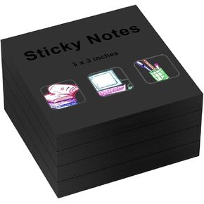 ZCZN Deep Green Sticky Notes, 3 x 3 in, 100 Sheets/Pad, 4 Pads/Pack
