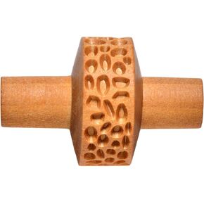 MKM Pottery Tools Wood Small Handle Rollers for Clay (RS-015 Wavy Lines)