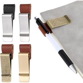 4 PCS PEN HOLDER for Notebook PU LEATHY RETRO NOTE BEW HOLDER Travelers Notebook PENDER PEN PEN LOOP Metal PEN LOOP Holder PEN CLIP for Notebook Planner Clipboard Office
