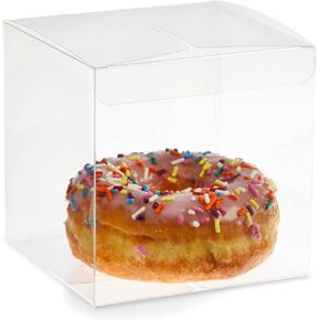 Juvale 30-Pack Clear Gift Boxes - 4x4x4 In Square Plastic Transparent Favor Boxes for Wedding, Baby Shower, Birthday Party