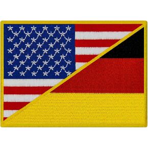 EmbTao USA American United States Flag and Germany Flag Patch Embroidered Badge Biker Applique Iron On Sew On Emblem