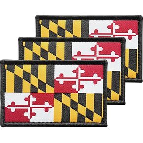 3Pcs Maryland Flag Patch 2x3 Inch, Hook Loop Tactical Embroidered Armband State Flag Patches for Backpack Hat Vest Jacket.