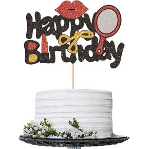 كعكة عيد ميلاد سعيد توبر مكياج عيد ميلاد ديكورات كعكة للنساء للنساء أحمر الشفاه ديكور أسود الحفلات الحفلات اللوازم