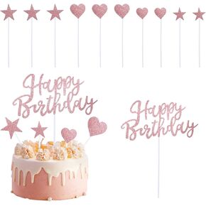 11pcs كعكة عيد ميلاد سعيدة ، تزيين الكعكة ، ديكورات الكعكة لأفكار زخرفة حفلة عيد الميلاد ، وزينة الكعكة مع النجوم والقلب لعائلتك وأصدقائك in Kuwait