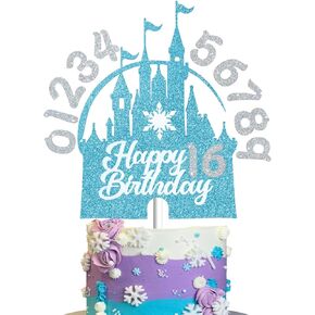 Princess Castle Cake Topper ، DIY Number Blue Castle موضوع عيد ميلاد ديكورات ديكورات الديكور للأطفال