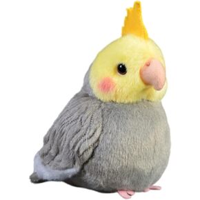 Nohito Realistic Yellow Cockatiel Parrot Bird Plush Toy Stuffed Animal Simulation Fake Bird Cockatoo Stuffed Animals Cute Little Bird Plushie Doll Gifts for Kids 4.9'' (Yellow, M)