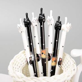 Sencoo 4 pack Blue Gel ink Pens Cat Cute Pen Student Stationery Fine Point Pens