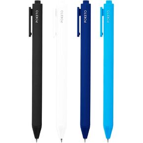 POKETO Cool Vivid Gel Pen, Set of 4, Black Ink, 0.5mm Rollerball Gel Pen