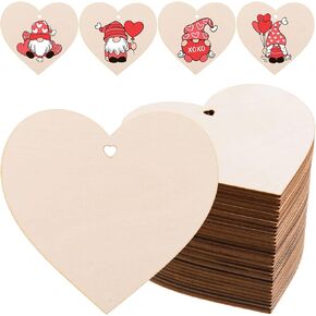 AWIZOM 120 Pcs Wooden Heart Shaped Ornaments - 4 Inch Heart Cutouts - Unfinished Wood Slices For Valentine's Day, DIY Tags & Decor
