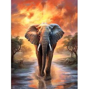 BIMKOLE 5D Diamond Painting Elephant ، Full Drill DIY Rhinestone مجموعة تطريز الطلاء مع فن الماس بواسطة أرقام الأرقام المتقاطعة غرزة المنزل الزخرفة (12x16inch)