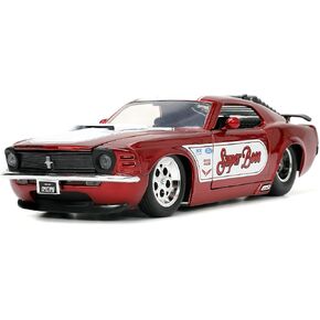 Big Time Muscle 1:24 1970 Ford Mustang Boss 429 Die-cast Car Candy Red, Toys for Kids and Adults