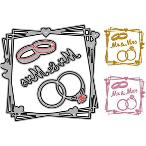 Mr & Mrs Rings Die Cut for Card Making, Rings Metal Cutting Dies Congratulations Die Cuts Happy Birthday Embossing Stencils Template for DIY Scrap-Booking Decor Wedding Birthday Blessing Card