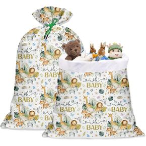 Uosrua Extra Large Animal Gift Bags Baby Shower 56"x 36"Jumbo Plastic Gift Bags Safari Jungle Animals Design With Baby Girls Boys Newborn Gender Reveal Party