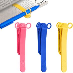 3pcs Page Bookmarks for Reading, Automatic Book Marks Tailored for Book Enthusiasts, Unique and Cute Book Page Holder Markers Clip Reading Accessories Gifts（Rose Yellow Blue）