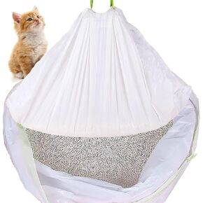 Super Big Cat Litter Box Liners, 20 Count Of Cat Litter Box Bags For High Sided Litter Box, Jumbo Litter Box Liners,Cat Litter Trash Bag Waste Bag For Automatic Cat Litter Box (41" X18"）