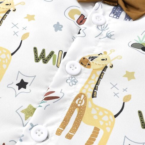 JEELLIGULAR Toddler Baby Boy Summer Clothes Short Sleeve Button Down Shirt Shorts Set Gentlemen Casual Outfits 1-6 Years in Kuwait