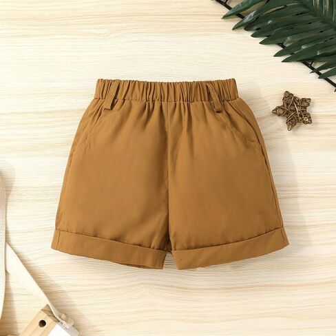 JEELLIGULAR Toddler Baby Boy Summer Clothes Short Sleeve Button Down Shirt Shorts Set Gentlemen Casual Outfits 1-6 Years in Kuwait