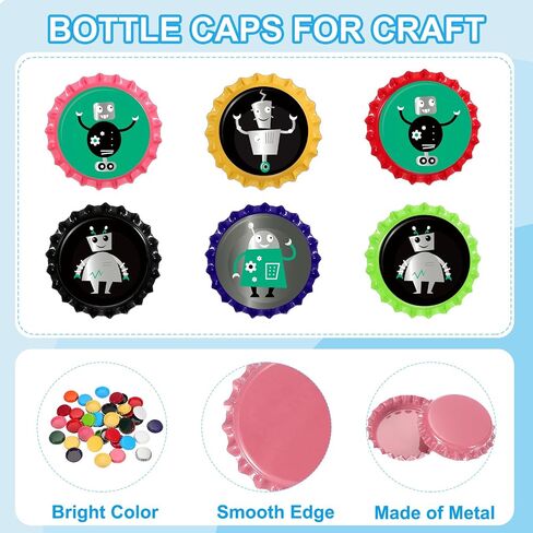 PATIKIL 50 PCS Bottle Caps for Crafts, 1 Inch Double Sided Printing Metal Bottle Caps Bulk Flattened Charm for DIY Craft Embellishments Badge Making, Pink in Saudi Arabia