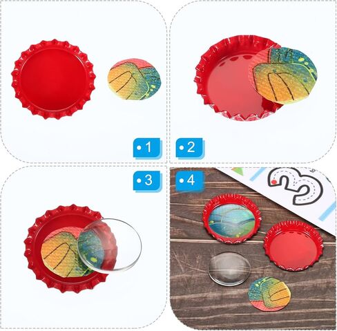 PATIKIL 50 PCS Bottle Caps for Crafts, 1 Inch Double Sided Printing Metal Bottle Caps Bulk Flattened Charm for DIY Craft Embellishments Badge Making, Pink in Saudi Arabia