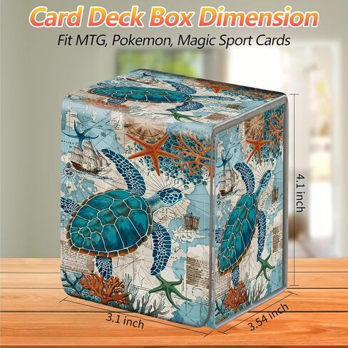 Card Deck Box, Card Storage Box Fits 100+ Single Sleeved Cards, Large Capacity PU Leather Card Storage Box with Strong Magnet for Magic Commander TCG CCG, Squirrel in Saudi Arabia