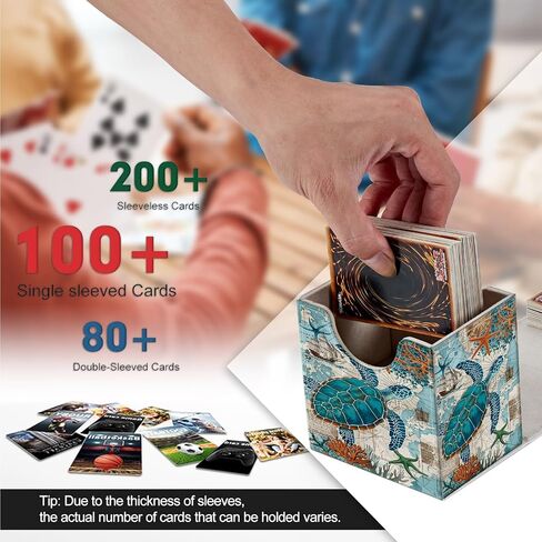 Card Deck Box, Card Storage Box Fits 100+ Single Sleeved Cards, Large Capacity PU Leather Card Storage Box with Strong Magnet for Magic Commander TCG CCG, Squirrel in Saudi Arabia
