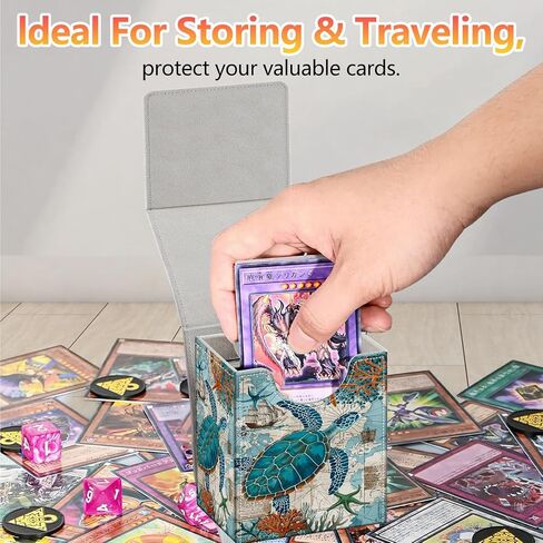 Card Deck Box, Card Storage Box Fits 100+ Single Sleeved Cards, Large Capacity PU Leather Card Storage Box with Strong Magnet for Magic Commander TCG CCG, Squirrel in Saudi Arabia