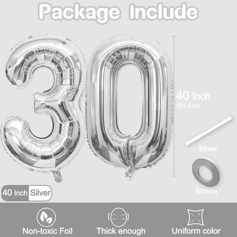 21 Balloon Number, 40 Inch Silver Foil Balloons Giant Jumbo Helium Number 21 or 12 Balloons for Boys Girls 21th 12th Birthday Decorationss Anniversary Events Party Decorationss (Silver) in Saudi Arabia