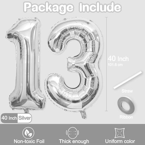 21 Balloon Number, 40 Inch Silver Foil Balloons Giant Jumbo Helium Number 21 or 12 Balloons for Boys Girls 21th 12th Birthday Decorationss Anniversary Events Party Decorationss (Silver) in Saudi Arabia