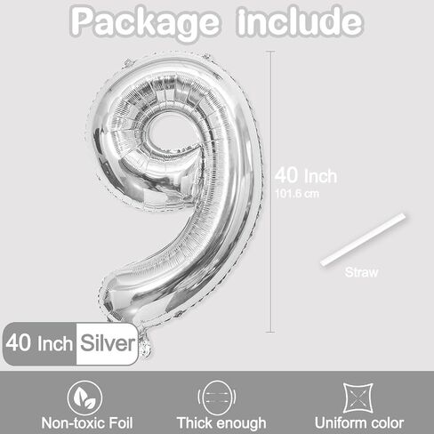 21 Balloon Number, 40 Inch Silver Foil Balloons Giant Jumbo Helium Number 21 or 12 Balloons for Boys Girls 21th 12th Birthday Decorationss Anniversary Events Party Decorationss (Silver) in Saudi Arabia
