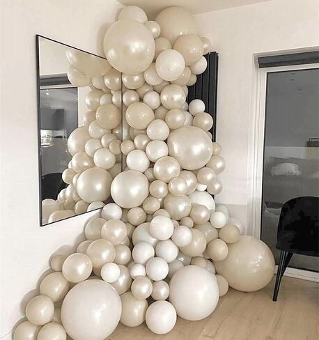 Pearl White Sand Balloons 18 Inch, 12 PCS Extra Large Beige Cream Off White Pearl Balloons, Big Boho Neutral Nude Latex Helium Gian Balloon for Garland Wedding Baby Shower Engagement Party Decorations in Saudi Arabia