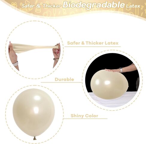 Pearl White Sand Balloons 18 Inch, 12 PCS Extra Large Beige Cream Off White Pearl Balloons, Big Boho Neutral Nude Latex Helium Gian Balloon for Garland Wedding Baby Shower Engagement Party Decorations in Saudi Arabia