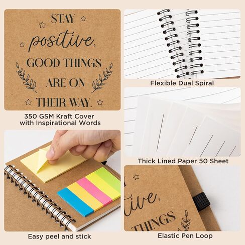 30 Sets Spiral Notebooks Small Notepads Bulk Inspirational Journals with Retractable Bamboo Pens Thank You Bulk Christmas Gift for Employee Nurse Coworker Teacher (Brown) in Saudi Arabia