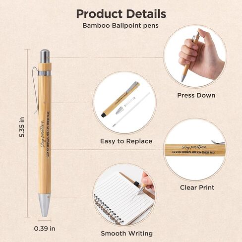 30 Sets Spiral Notebooks Small Notepads Bulk Inspirational Journals with Retractable Bamboo Pens Thank You Bulk Christmas Gift for Employee Nurse Coworker Teacher (Brown) in Saudi Arabia