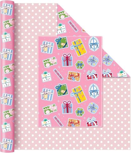 Wernnsai Pink Birthdy Girting Paper Roll - 1 Roll 17 "× 33 قدمًا من الذهب ، عيد ميلاد سعيد لورقة التغليف للنساء الزفاف الزفاف الدش. in Saudi Arabia