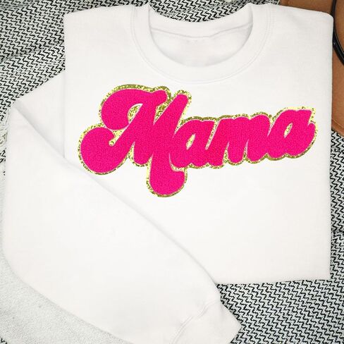 Glitter Mama Chenille Patches Mother‘s Day Patches Pink Mama Iron on Patches Mothers Day Decoration in Saudi Arabia