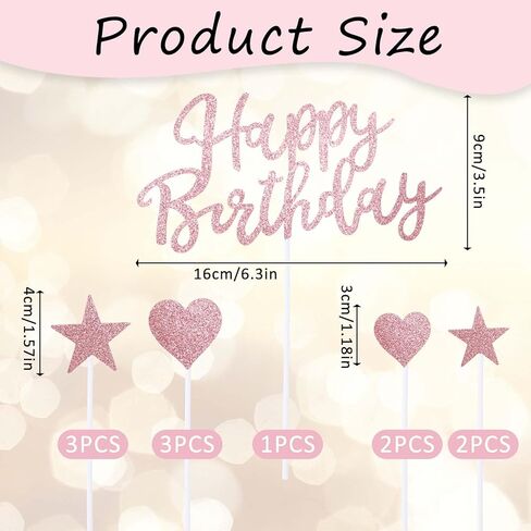 11pcs كعكة عيد ميلاد سعيدة ، تزيين الكعكة ، ديكورات الكعكة لأفكار زخرفة حفلة عيد الميلاد ، وزينة الكعكة مع النجوم والقلب لعائلتك وأصدقائك in Kuwait