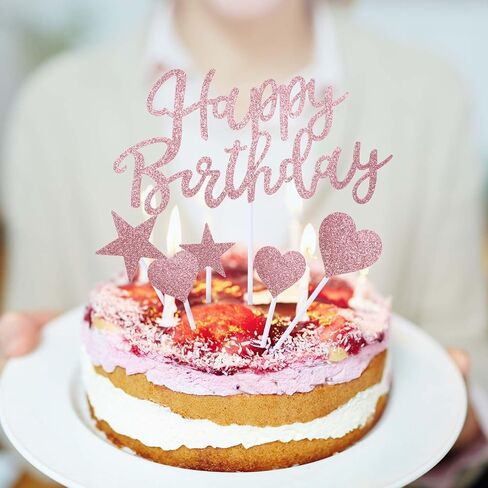 11pcs كعكة عيد ميلاد سعيدة ، تزيين الكعكة ، ديكورات الكعكة لأفكار زخرفة حفلة عيد الميلاد ، وزينة الكعكة مع النجوم والقلب لعائلتك وأصدقائك in Kuwait