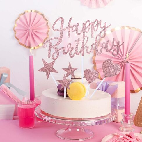 11pcs كعكة عيد ميلاد سعيدة ، تزيين الكعكة ، ديكورات الكعكة لأفكار زخرفة حفلة عيد الميلاد ، وزينة الكعكة مع النجوم والقلب لعائلتك وأصدقائك in Kuwait