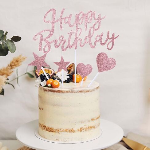 11pcs كعكة عيد ميلاد سعيدة ، تزيين الكعكة ، ديكورات الكعكة لأفكار زخرفة حفلة عيد الميلاد ، وزينة الكعكة مع النجوم والقلب لعائلتك وأصدقائك in Kuwait