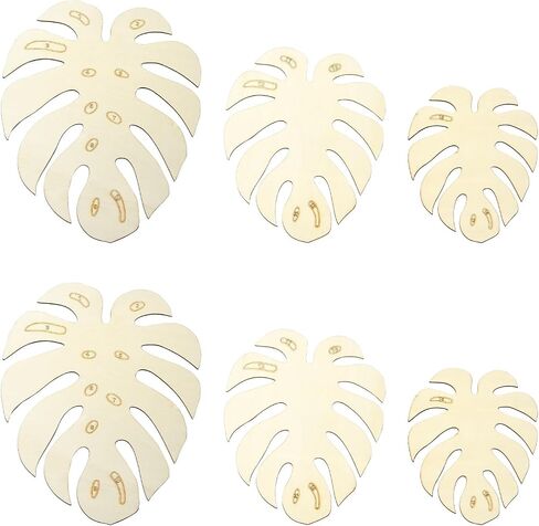 UR URLIFEHALL 6 PCS Monstera Wooden Monstera قواطع أوراق غير مكتملة أوراق خشبية غير مكتملة قطعًا معلقة حليًا لصياغة جدار الحديقة المنزلية in Kuwait