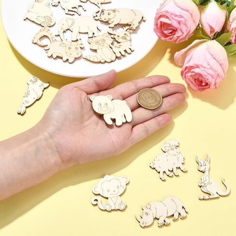UR URLIFEHALL 6 PCS Monstera Wooden Monstera قواطع أوراق غير مكتملة أوراق خشبية غير مكتملة قطعًا معلقة حليًا لصياغة جدار الحديقة المنزلية in Kuwait