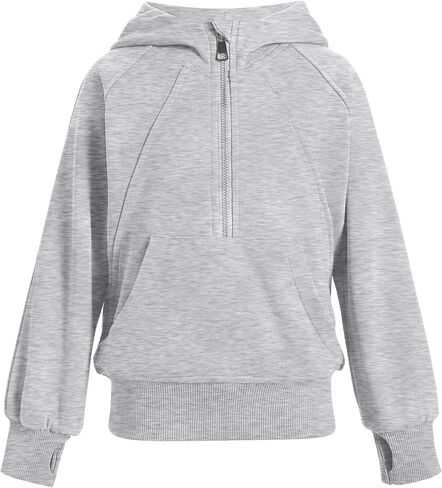 OBEEII Little Girls Sweatshirt Fleece Long Sleeve Zip Up Hoodies Half Zipper Sweatshirt with Pockets Fall Winter Pullover Top in Kuwait