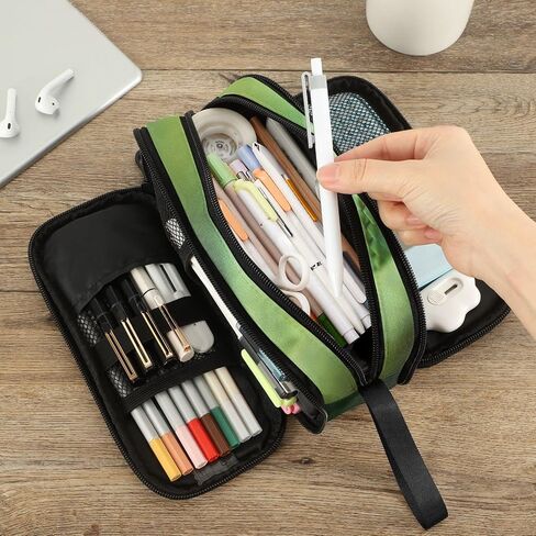 Fustylead Little Daisy Pencil Pen Case 3 Compartments, Lightweight & Spacious Pencil Pouch Zipper Stationery Bag for Teen Boys Girls School Students in Kuwait