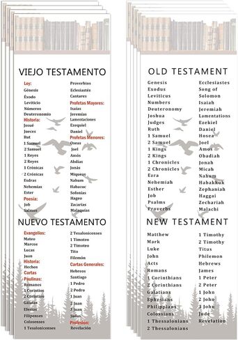 24 Pcs Bilingual Bible Spanish English Bookmarkers Reading Christian Religious Bookmarks Book List by Old and New Testament Chapter Bible Guide Fathers Day Church Gifts Inspirational Book Markers in Kuwait
