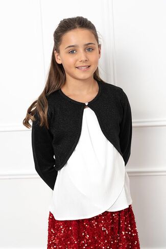BOLEROSE Girls Long Sleeve Sparkle Cardigan Childrens Kids Bolero Shrug in Kuwait