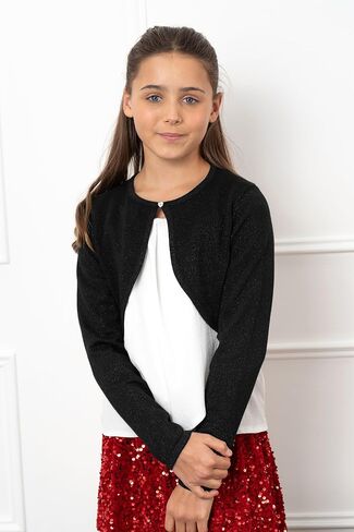 BOLEROSE Girls Long Sleeve Sparkle Cardigan Childrens Kids Bolero Shrug in Kuwait